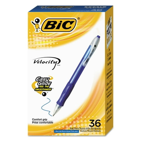 BIC Velocity Retractable Ball Pen, Blue Ink, 1 mm, 36/Pack