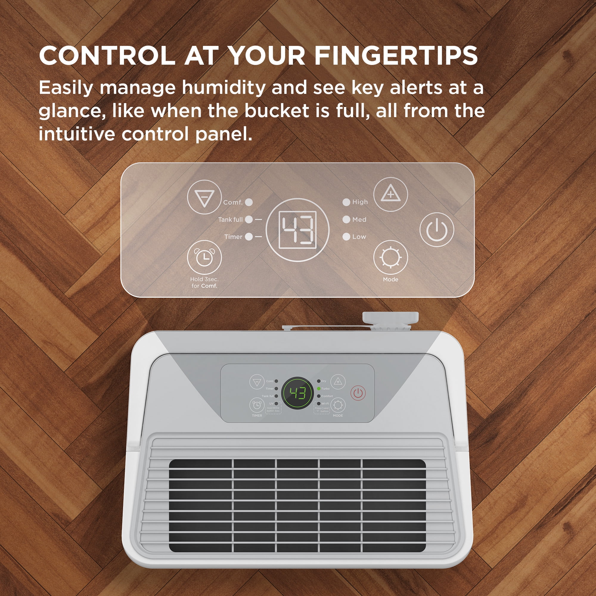 TCL 25 Pint Smart Dehumidifier (White) - Energy Star Certified, Precise Humidity Control, Quiet Operation, Bucket and Continuous Drain, Compact & Portable Design, Rooms up to 2,000 sq ft - W25D93W