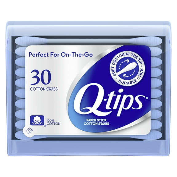 Q-tips Cotton Swabs Purse Pack for Hygiene and Beauty Care, Made with 100% Cotton 30 Count