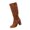 Brown, variant on Suede Knee High Boots for Women Chunky Block High Heel Boots Round Toe Side Zipper Slouch Fashion Boot