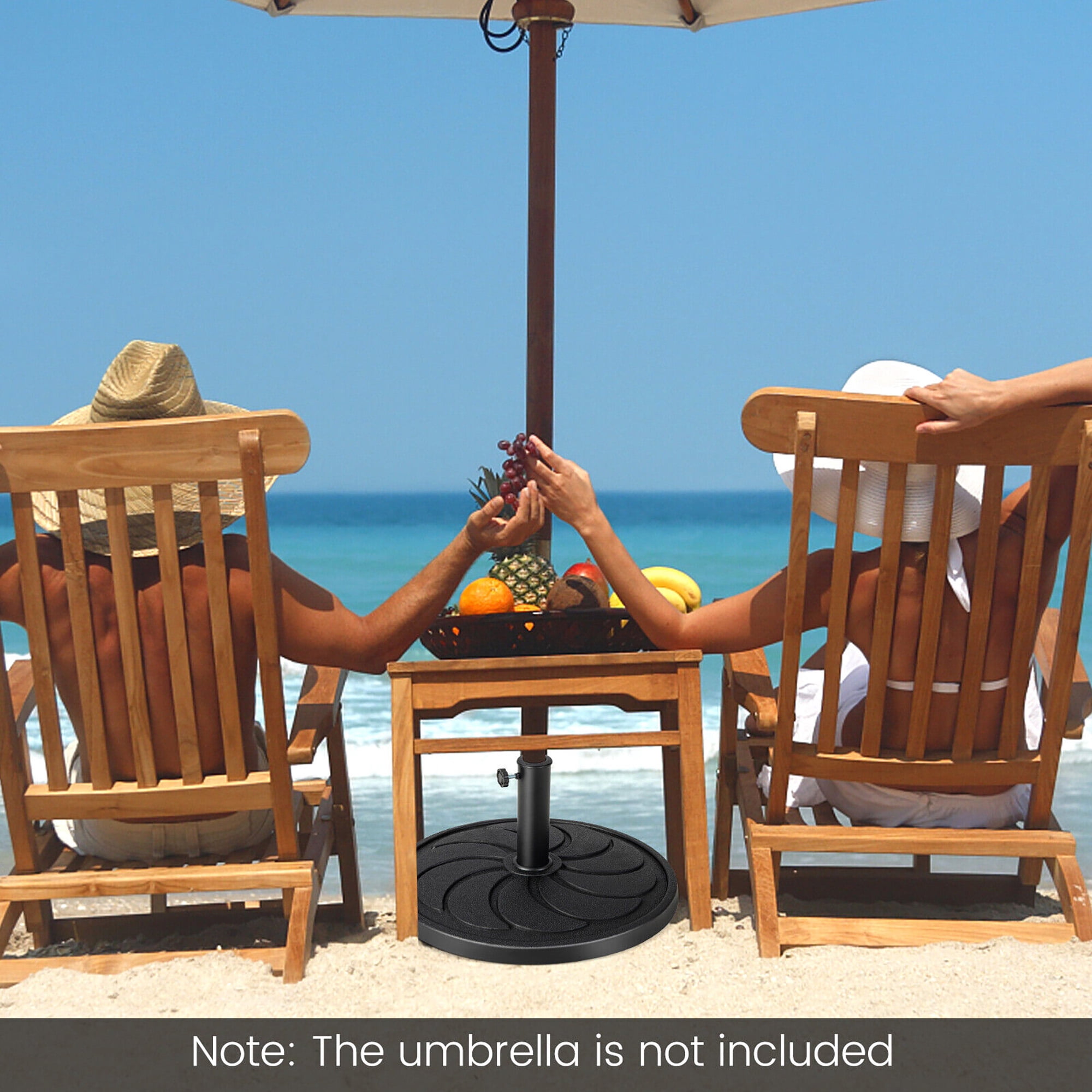 Gymax 40 lbs Patio Round Umbrella Weighted Base Heavy-Duty Table Market Stand Outdoor