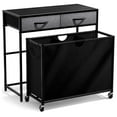 thumbnail image 6 of 3 Section Laundry Hamper with Shelf & Drawers - Rolling Laundry Sorter, Black, 6 of 6
