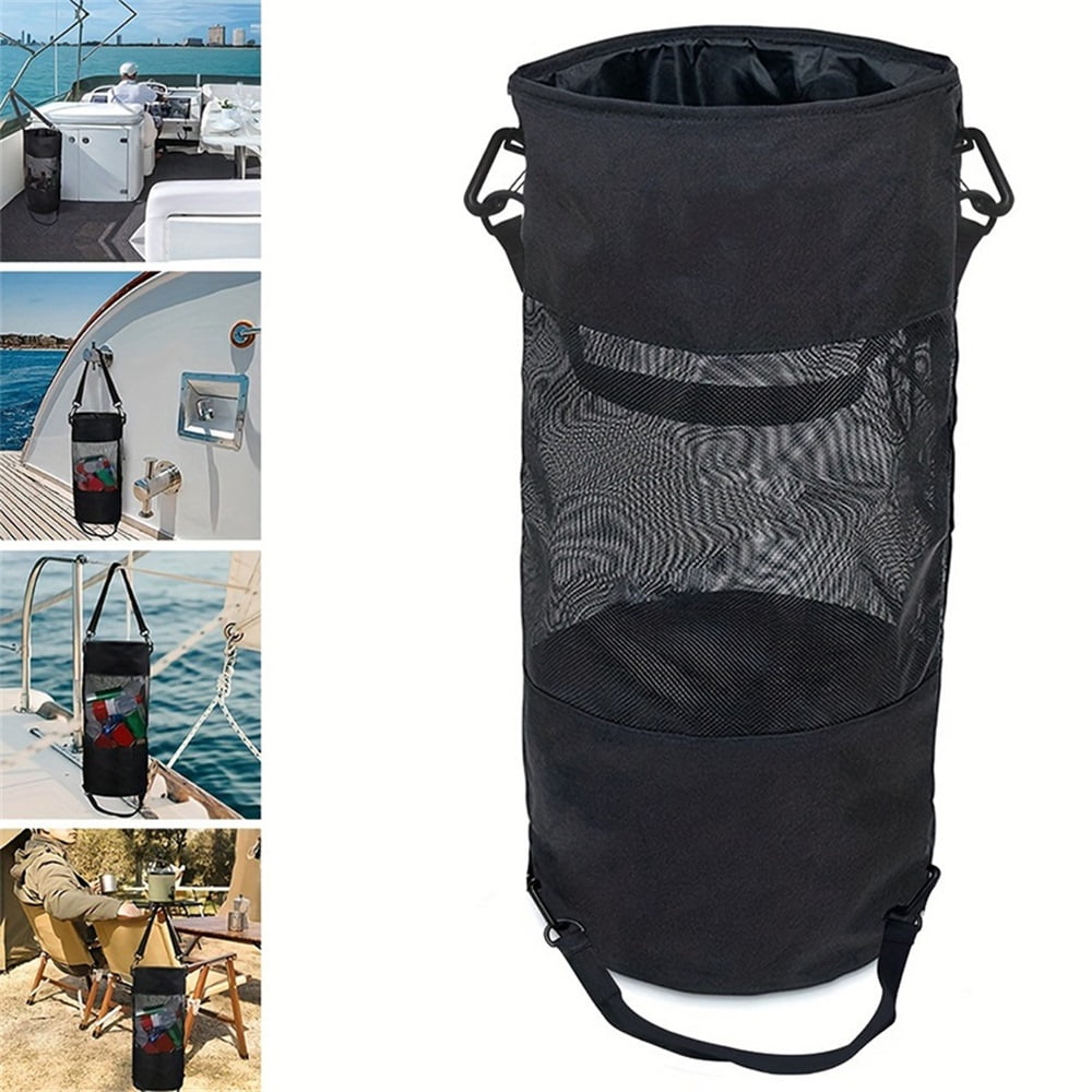 2 Pack Boat Trash Bag, Portable Trash Mesh Bags, Boats Trash Can Boat Garbage Container Boat Accessories for Boat Kayak Camper Fishing Cabin Storage Men Women Adult（black）