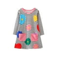 thumbnail image 3 of HILEELANG Toddler Girls Long Sleeved Dresses Christmas Winter Cotton Casual Cute Party Stripe Flowers Pattern Dress 5T, 3 of 7