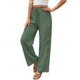 thumbnail image 4 of CAIXIA Capris Pants for Women Cut Out Summer Casual Loose Flowy High Waisted Smocked Palazzo 2026 Lounge Beach Cropped Trousers, 4 of 7