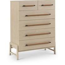 Meridian Furniture Kaya Natural Chest with vegan Leather Upholstered Handles