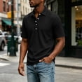thumbnail image 2 of akafmk Mens Dress Shirts Short Sleeve Collared Shirt Waffle Knit Golf Business Casual Work Shirts Summer Clothes, Size 2XL, 2 of 6