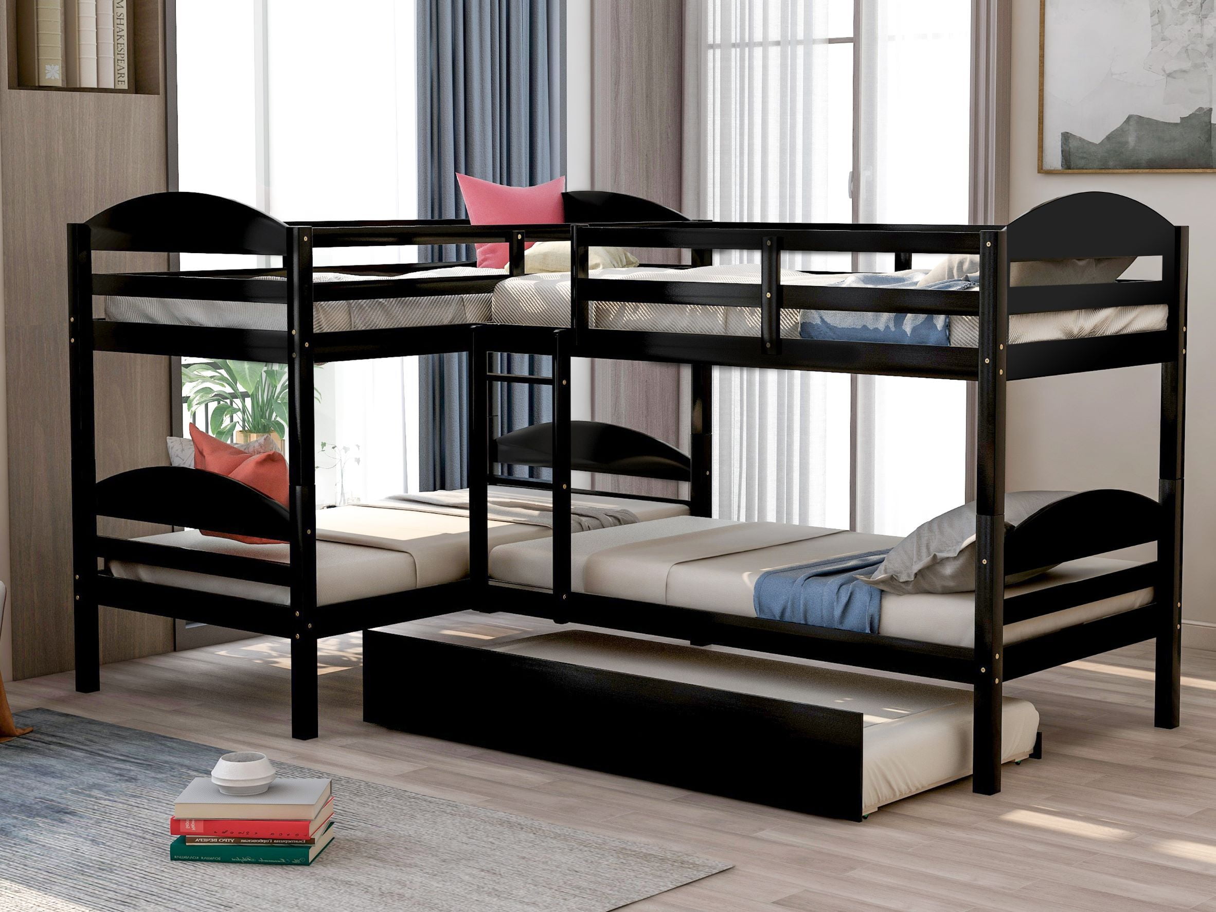 Anysun Bunk Bed With Trundle Twin Over Twin Bunk Beds With Ladder