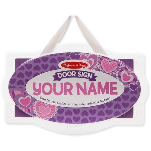 Melissa Doug Wooden Door Plaque Hearts Personalized Name Sign