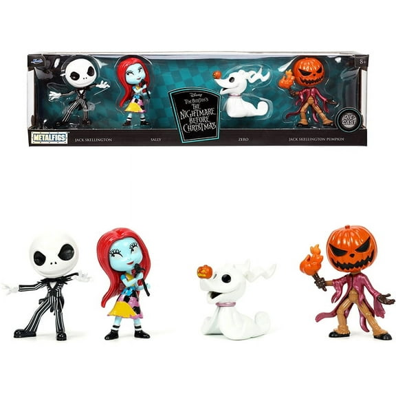Set of 4 Diecast Figurines (2.5") Tim Burton's "The Nightmare Before Christmas" "Metalfigs" Series by Jada