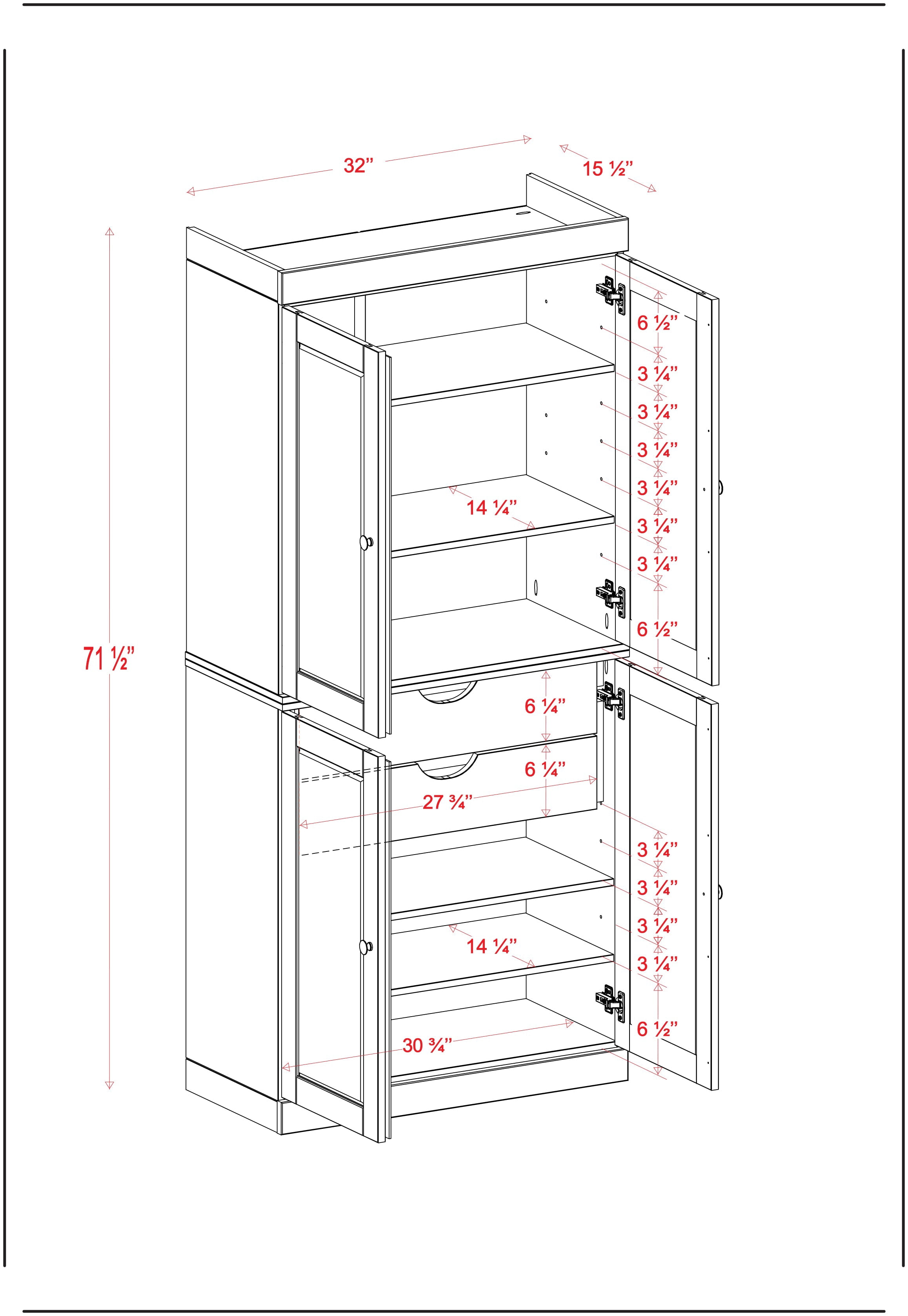 Palace Imports 100% Solid Wood Kitchen Pantry Storage Cabinet with Doors, Adjustable Shelves and 2-Drawers, Teal Blue