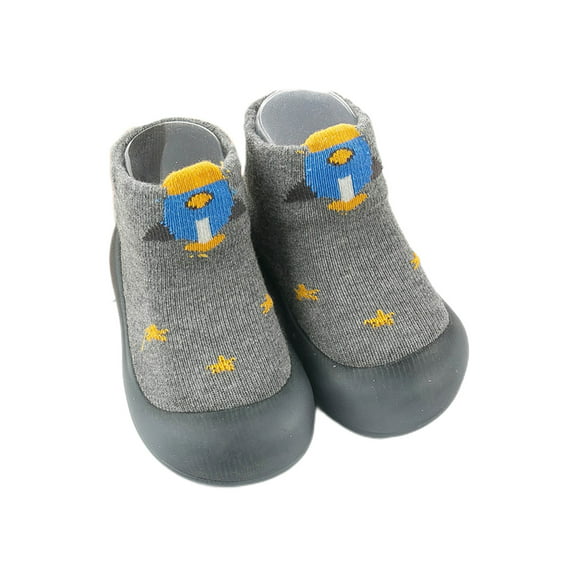 Woobling Toddler Socks First Walking Slippers Rubber Sole Floor Sock Shoes Cute Home Shoe Bedroom Casual Prewalker Slipper Gray 5C