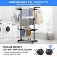 thumbnail image 3 of Tendedero Plegable para Ropa 4 Niveles, Tendedero para Ropa Retractil Acero Inoxidable con Alas Laterales Y Ruedas, Tendederos Plegables para Interiores Exterior, Fácil de Montar Y Almacenar, 3 of 7