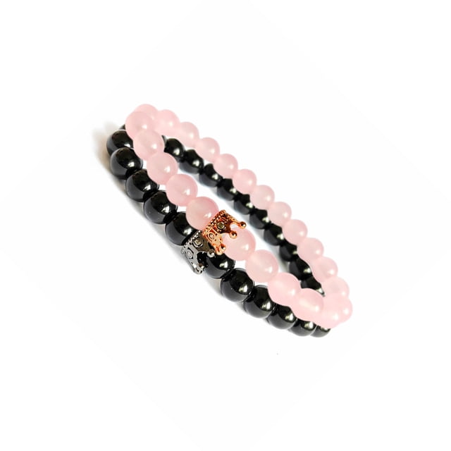 Qarigey de cuentas Muñequera Colgante de mano Negro mate Mano de obra fina Color brillante Joyería de moda Ornamento unisex Ropa, zapatos y accesorios Miscelánea rosa+negro Qarigey AP019193-03