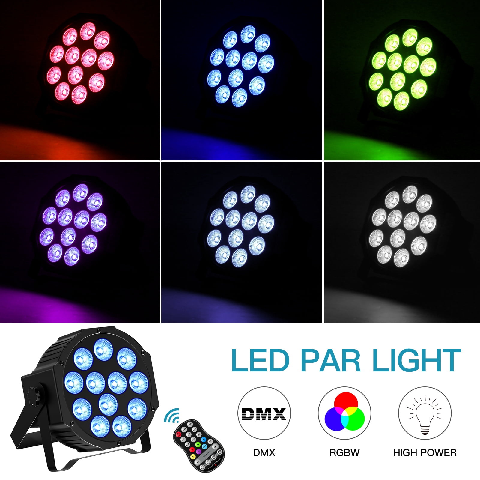 Rechargeable Par Lights RGBW 4-in-1 LED Uplights Battery Powered Stage Lights, DJ Lights Sound Activated with Remote & DMX Control for Festival Party Event Wedding Bar