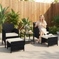 thumbnail image 5 of UDPATIO Balcony Furniture 5 Piece Patio Furniture Set, Outdoor Black Wicker Chairs with Ottoman, Beige, 5 of 10