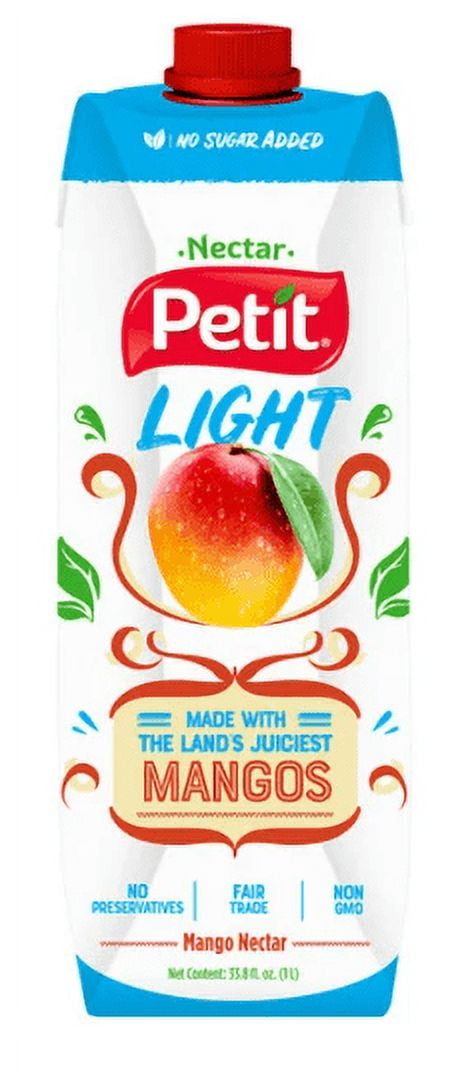 (6 pack) Petit Light Mango Nectar Juice, 33.8 fl. oz., Nectar Juice, Creamy Texture