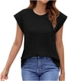 thumbnail image 1 of Plebaso Hauts pour Femmes Manches Courtes Col Rond T-Shirts Mignons Décontractés Couleur Unie Ample 2025 Blouses Texturées, 1 of 5