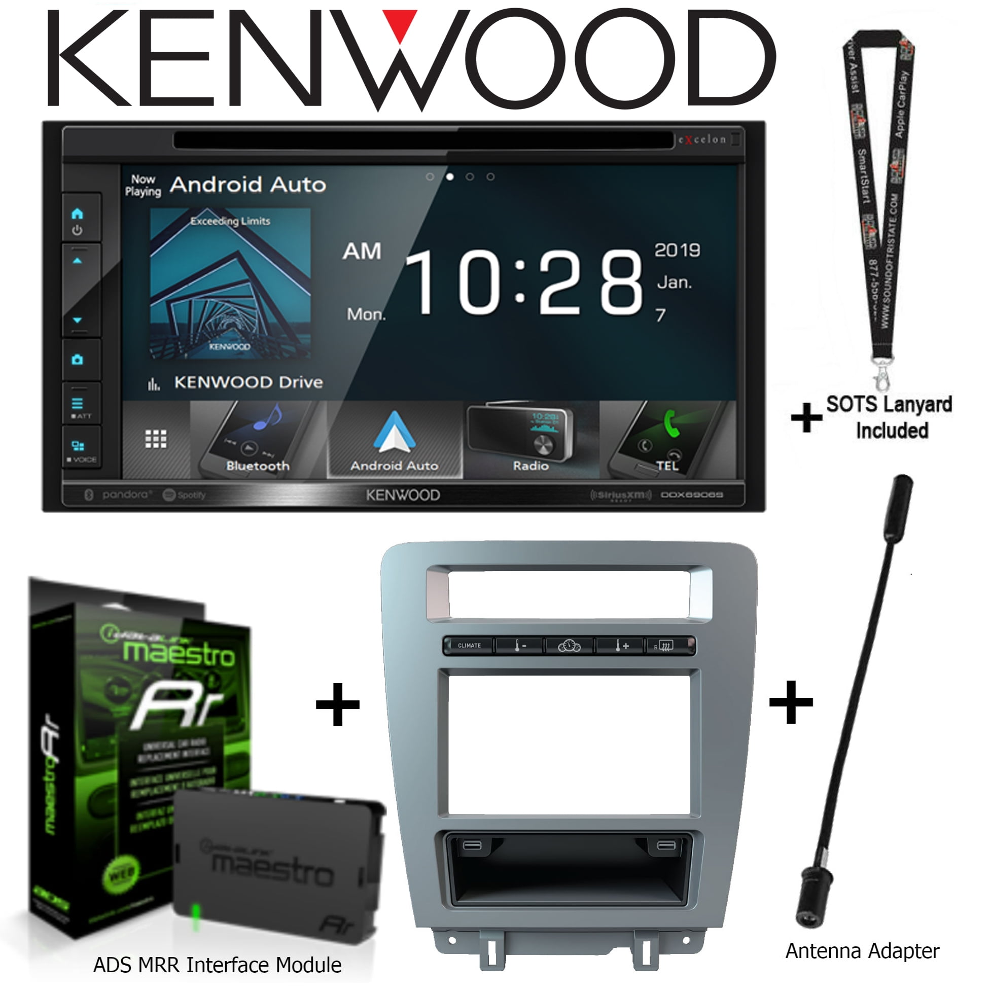 Kenwood DDX6906S 6.8" DVD Receiver w/ ADS Maestro KITMUS1 Kit for Ford