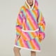 thumbnail image 2 of Oversized Blanket Hoodie, Keep Warm Flannel Loose Blanket Hoodie Large Pockets Machine Wash  For Women For Camping ANGGREK Tamaño promedio del arcoíris para adultos, 2 of 6