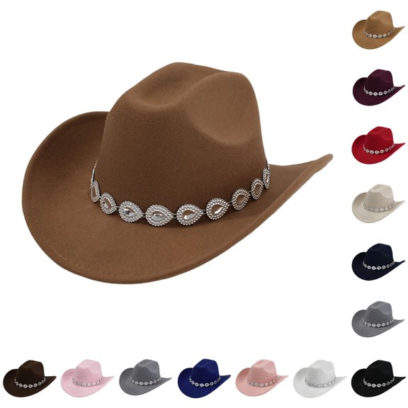 Western Cowboy Hat For Men And Women Style With Metal Drops Net Design Chain For Parties And Fashion Events