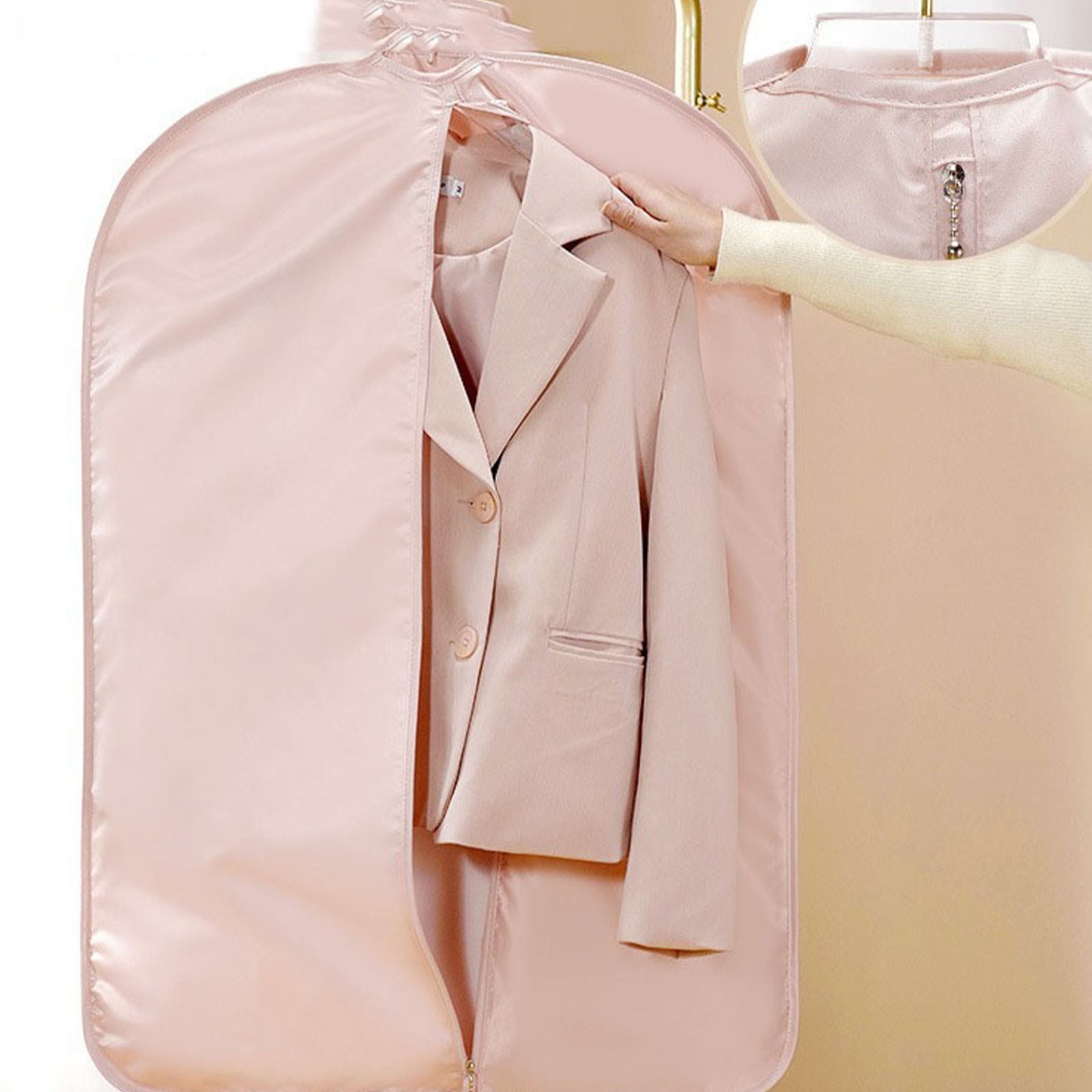 Weloille Hanging Clothes Cover for Long Coats, Breathable Fabric Dust Proof Storage Bag with Garment Protector, Ideal for Winter Jackets and Down Jackets, Home Organization Essential