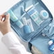 thumbnail image 4 of Bolsa de maquillaje de viaje para mujer, almacenamiento de bolsa de cosméticos, estuche de tren de maquillaje portátil para cepillos, joyería, artículos de tocador, accesorios de viaje, patrón 3, 4 of 8