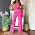 thumbnail image 5 of Strapless Jumpsuits for Women Wide Leg Sleeveless Off Shoulder Rompers Causal Button Irregular One Piece Outfit, 2XL, 5 of 5
