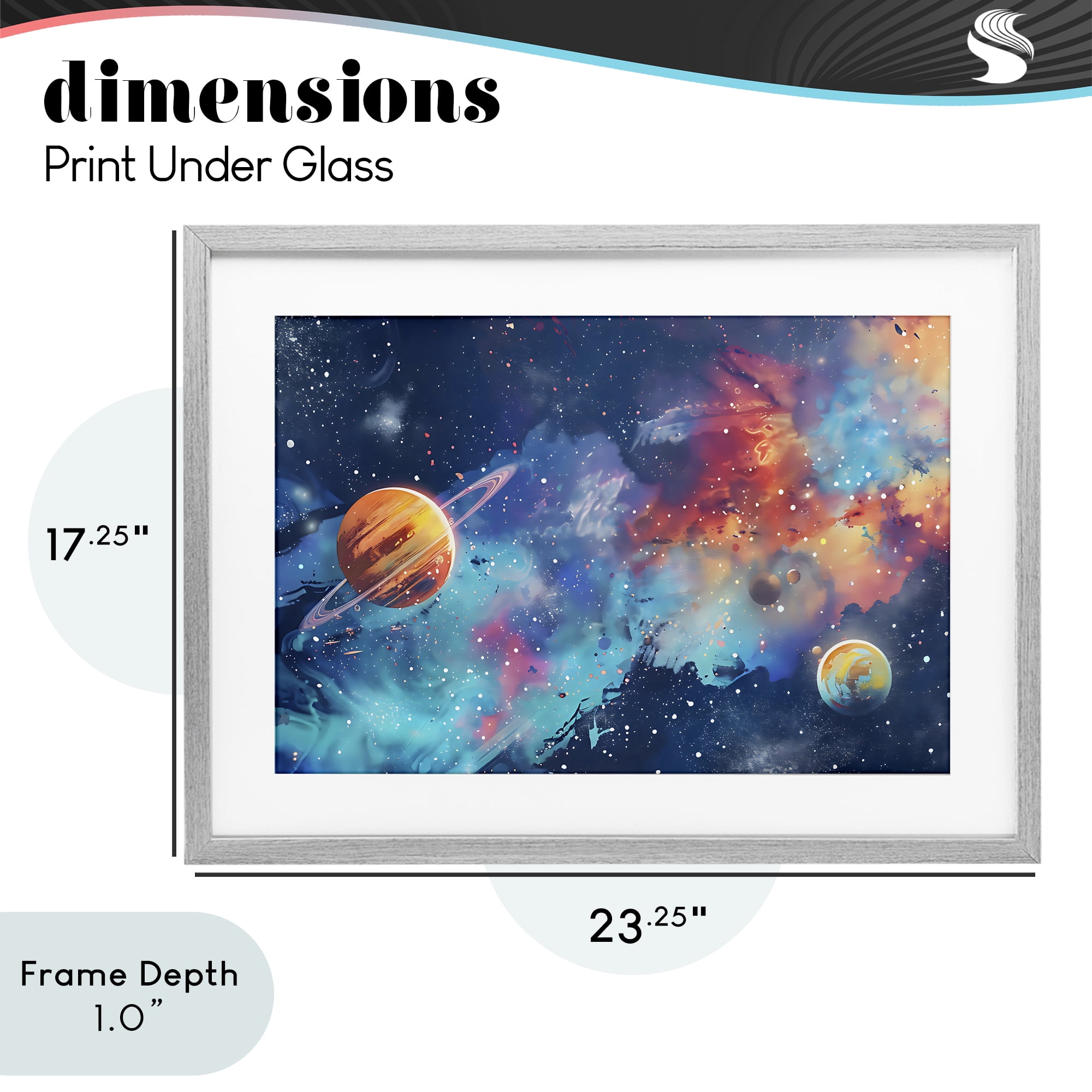 Stupell Industries Nebula Dreams Scattered Planets Gray Framed Print Under Glass, design by Creative Studio
