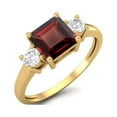 thumbnail image 2 of 0.95 Ctw Princess cut Square Garnet 925 Sterling Silver Gold Vermeil Trio Stone Dainty Women Valentines Day Gifts Ring, 2 of 4