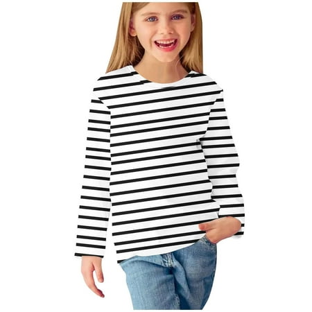 

LNWUY Kids Tops Fashion Round Neck Long Sleeve Spring Fall T-Shirts Boys Girls Painting Print Pullover Top Loose Comfy Casual Blouses Black 3 Years