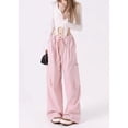 thumbnail image 4 of Pantalones grises de pierna ancha casuales de nicho con diseño suelto y dulce estilo fresco para mujer, 4 of 6
