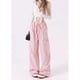 thumbnail image 2 of Pantalones grises de pierna ancha casuales de nicho con diseño suelto y dulce estilo fresco para mujer, 2 of 5