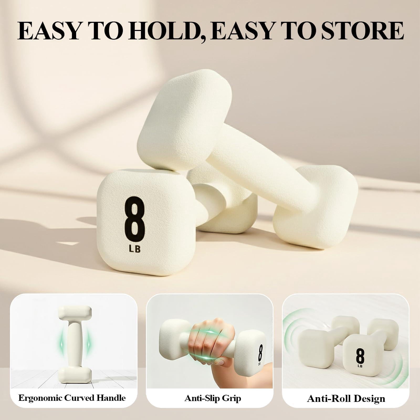 Neoprene Dumbbell  Hand Weights With Curved Grip For Women Anti-slip Anti-roll Square Dumbbells Full-body Workout Strength