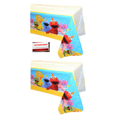 Sesame Street Elmo Birthday Plastic Table Cover (2 Pack), 54 x 96 Inches