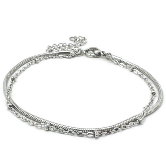 Dainty Thin Double Chain Bracelet Stainless Steel