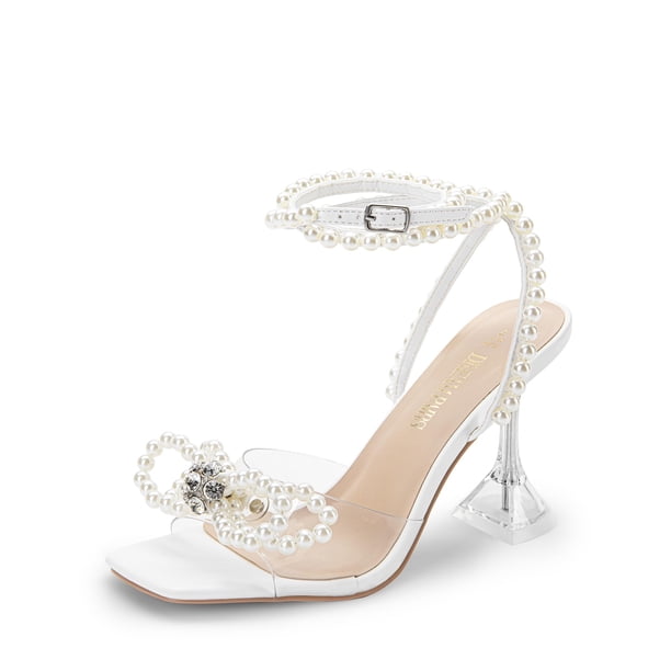 Sandalia DREAM PAIRS Tacón Aguja con Moño y Tacón Transparente 23 cm