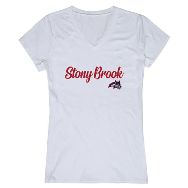 W Republic 555-388-WHT-03 Stony Brook University T-Shirt Script pour Femmes, Blanc - Large