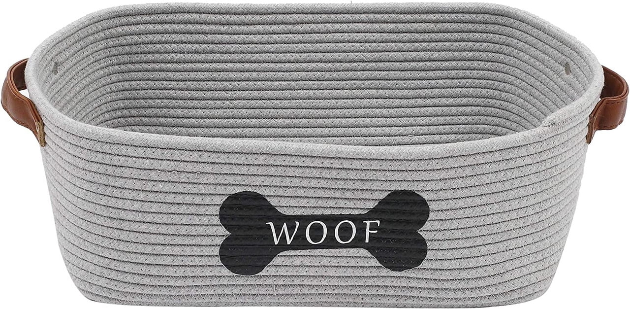 Brabtod Cotton Rope Dog Toy Basket with Handle, Large Dog bin, Puppy