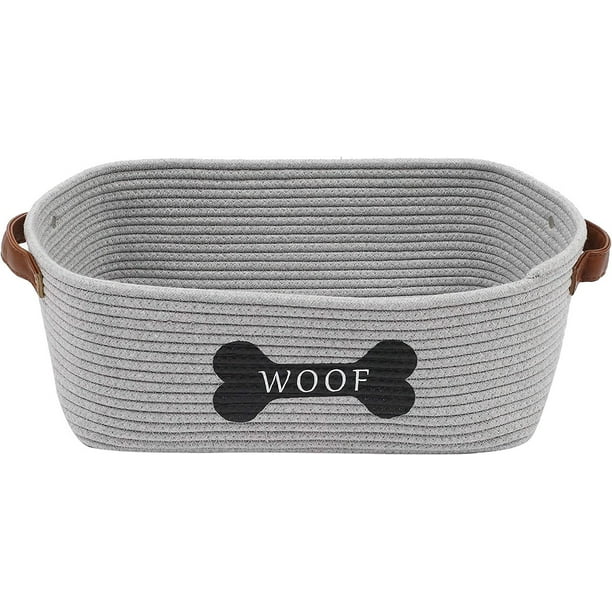 Brabtod Cotton Rope Dog Toy Basket with Handle, Large Dog bin, Puppy