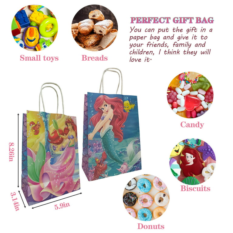 Shinny Glittered Little Mermaid Party Candy Bags Kids Birthday Favor Bags  8/16