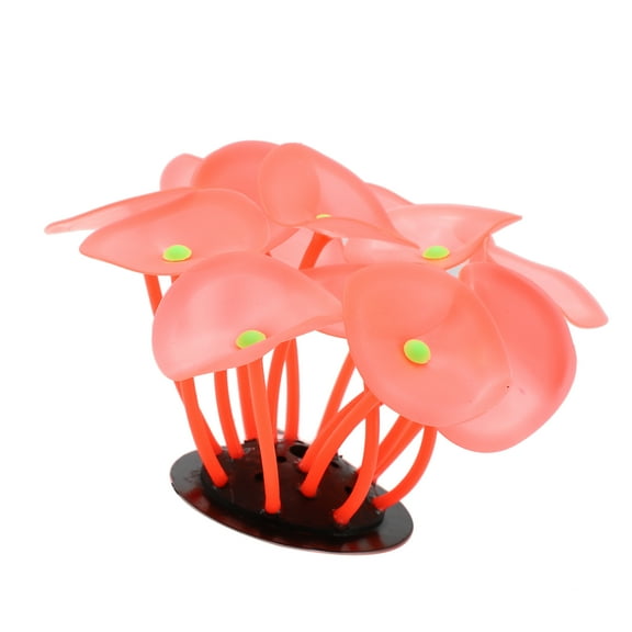 Unique Bargains Red Aquarium Simulation Coral Aquatic Plant Silicone Fluorescent Glow Fish Tank Landscape Decoration
