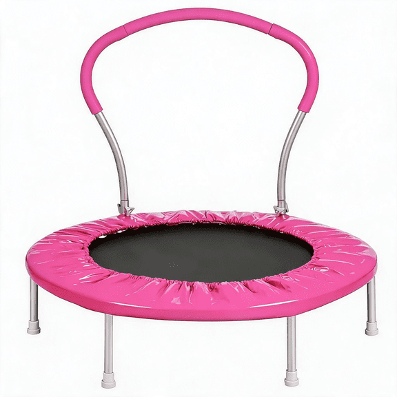 36 Inch Mini Trampoline with Handle, Metal Frame Kids Trampoline with Foam Padding, 6-Leg Stable Structure, 220 lbs Weight Capacity for Indoor Outdoor Use