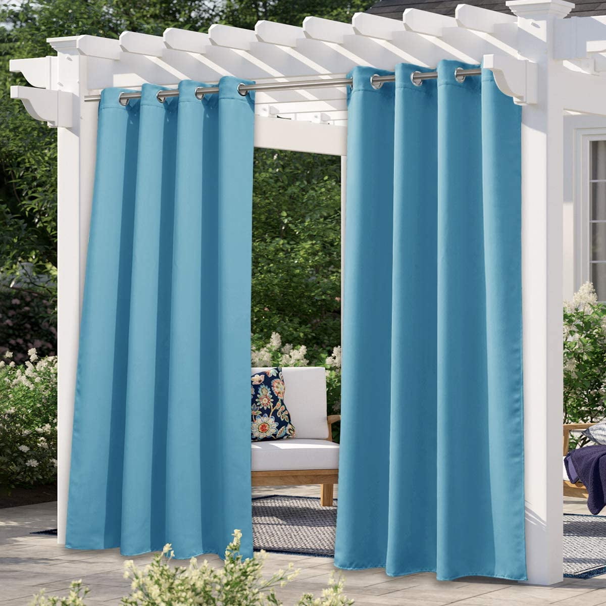 NICETOWN Outdoor Curtain for Patio Waterproof Biscotti Beige Rustproof Grommet Top and Bottom Weighted Outdoor Divider Windproof Thermal Insulated Drape for Balcony / Cabana W100 x L108 1 Panel