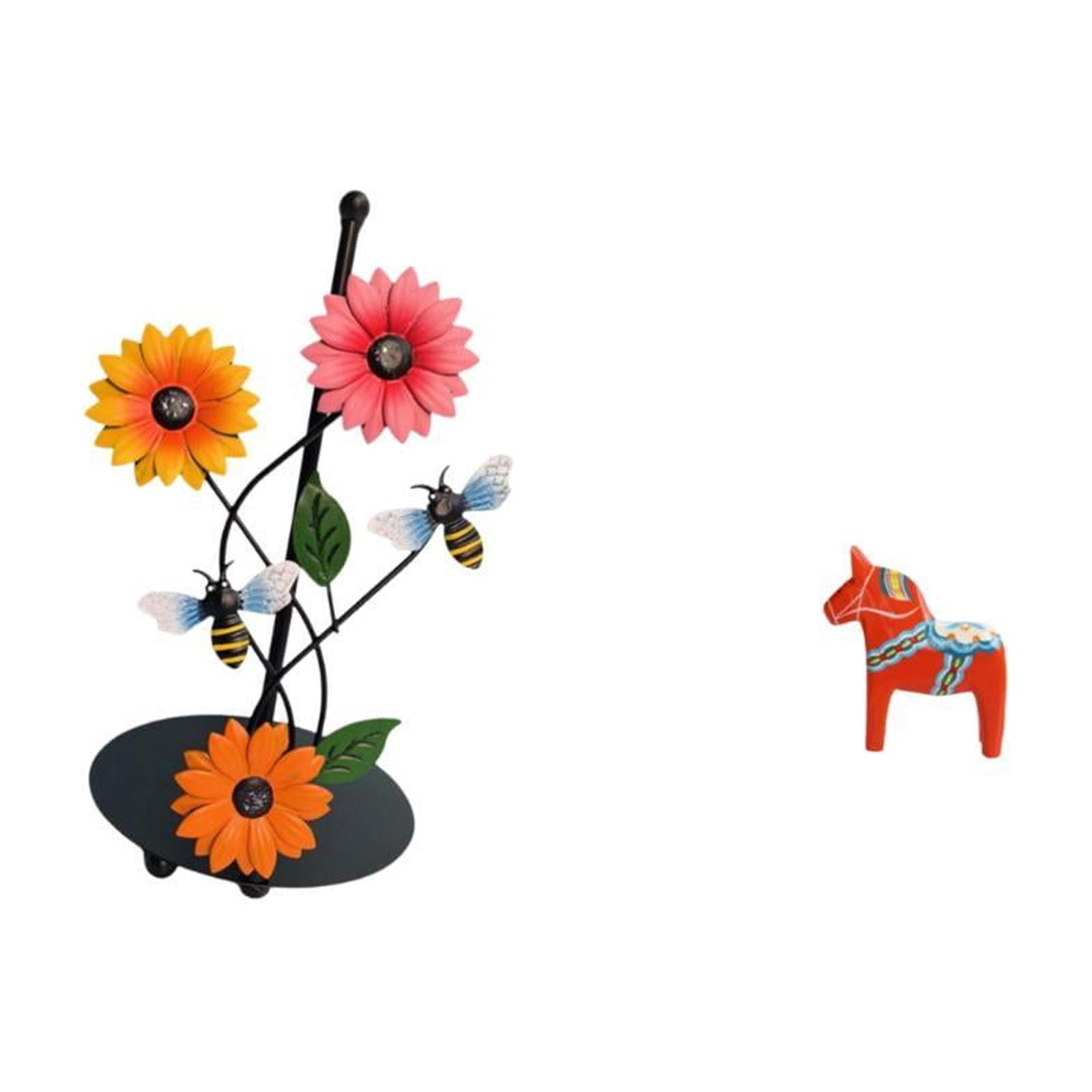 Fiocias Dala Horse Paper Towel Holder Dispenser Non Slip Vertical Tissue Holder Rack Dalecarlian Horse Figurine Animal Sculpture for Bookshelf Entrance Cabine