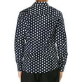 thumbnail image 3 of Unique Bargains Men's Long Sleeve Button Slim Polka Dots Shirt 34 Navy Blue, 3 of 7
