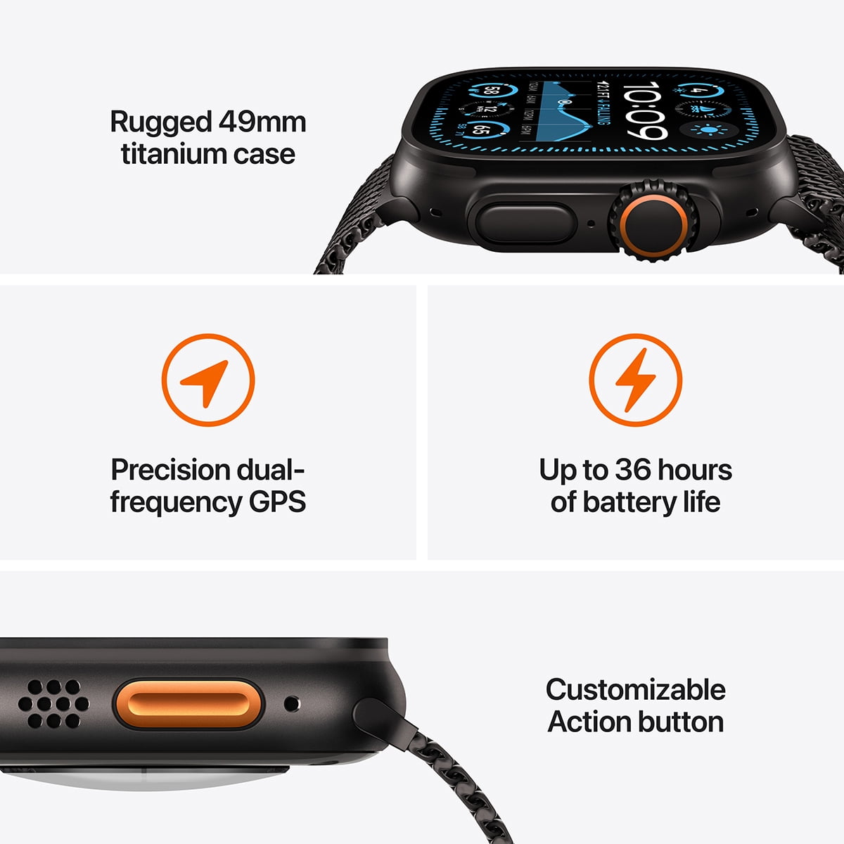 Apple Apple Watch Ultra 2 GPS + Cellular 49mm Black Titanium Case with Black Trail Loop - S/M