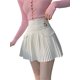 thumbnail image 4 of VISgogo Ladies Short Plisado Busto Falda, Verano Otoño Niñas Estilo Ocio Color Sólido Metal Decoración Cintura Alta Media Falda VISgogo moda, 4 of 8