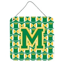 Letter M Football Green and Gold Wall or Door Hanging Prints