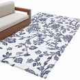 thumbnail image 2 of 2.7x5 Area Rugs, Blue Flower Non-Skid Rubber Backing Large Rectangle Rugs - Living Room Bedroom Home Office, Spring Leaf Vintage Farmhouse Boho Plant Indoor Floor Mat Carpets Washable Rug, 2 of 9